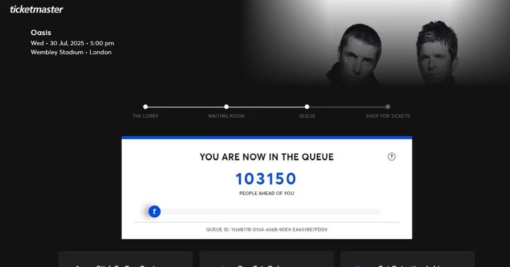 Ticketmaster queue — your spot in line, people ahead of you
